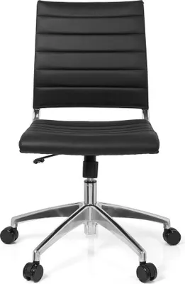 Obrázok produktu pre hjh OFFICE profesionálna kancelárska stolička TRISHA ergonomická kancelárska stolička bez podrúčok z umelej kože čierna otočná stolička do kancelárie, domácnosti