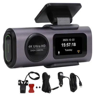 Zdjęcie produktu dla Przednia i tylna kamera samochodowa 4K i 1080P, 1,47-calowy ekran HD, WiFi, podwójna kamera