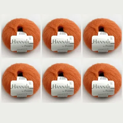 Image de 6 pelotes de Hannah by Permin – Fil de luxe en Laine, soie et cachemire (18 mandarin)