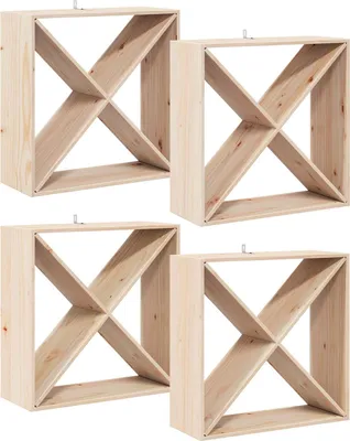Image de Étagère à vin 4 pcs Naturel 62 x 25 x 62 cm Pin massif