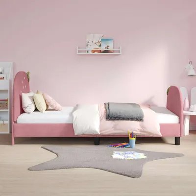 Produktbild von Stabli Kinderbettgestell mit Kopfteil Rosa 90 x 190cm Samt - DE535731 - Klassische BettenJugendbett Tagesbett