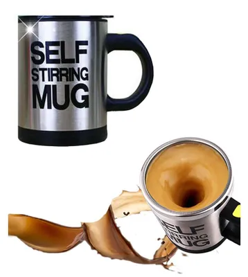 Selbstrührende Edelstahl-Tasse, 400 ml, Schwarz