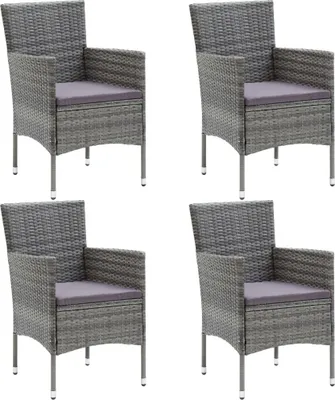 Produktbild von Garten-Essstühle 4 Stk. Poly Rattan Grau