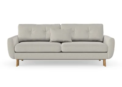Produktbild von Harris 3-Sitzer-Sofa mit Schlaffunktion, Massivholzkonstruktion, skandinavischer Stil, Hohe Beine aus Eichenholz, gewachst, Grande 03 Beige