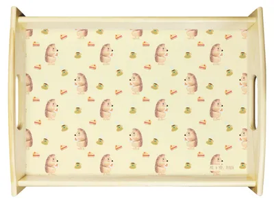 Produktbild von Mr. & Mrs. Panda Serviertablett Igel Kuchenstück - Gelb - Geschenk, Servier Tablett, Holztablett, betttablett, Kuchen Backen, Lustige Sprüche, Torte, Geburtstagskuchen