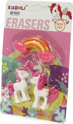 Produktbild von Radiergummi Set Einhorn 3 Stück - Süße Radierer für Schule & Kindergarten - Bunt