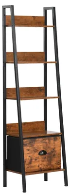 Leiterregal 5-stufig mit Schublade 42,5x29x141 cm Braun