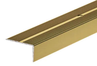 Zdjęcie produktu dla Profil schodowy aluminiowy szeroki z ryflem 42x22mm Cezar Złoty Mat 2m