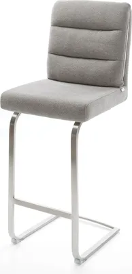 Immagine prodotto di Sgabello da bar DELIFE Pela-Flex Tessuto strutturato Soft Grigio Sedia a sbalzo Piatta Acciaio inossidabile Colore argento