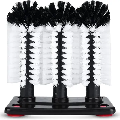 Image de Brosse de nettoyage pour vitres à trois têtes avec ventouse