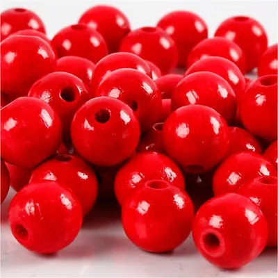 Produktbild von Holzperlen, D 12 mm, Lochgröße 3 mm, ca. 40 Stk, Rot, 22 g/ 1 Pck [HOB-570414]
