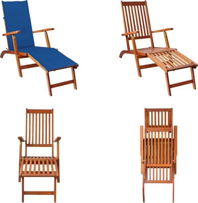 Image de vidaXL Chaise longue avec repose-pieds et support Acacia Massif - Chaise longue - Chaises longues - Chaise longue en bois - Chaises longues en bois