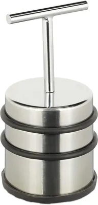Produktbild von PolkaHome® Türstopper aus Edelstahl – Türpuffer mit Griff – Schutz vor quietschenden Türen für den Innenbereich – Ø 7 cm, Silber