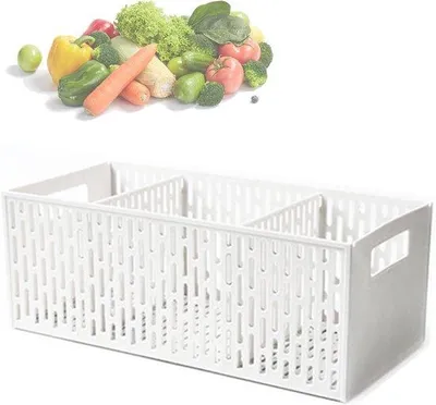 Produktbild von Plastik Organizer für Obst und Gemüse mit 3 Fächern - Ideal für Snacks und Küchenfrüchte