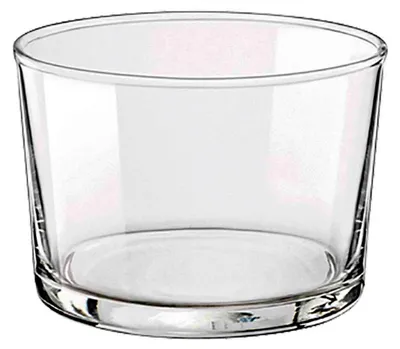 A clear glass tumbler is shown against a white background.