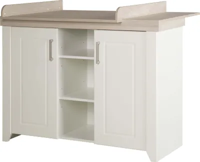 Produktbild von roba breite Wickelkommode mit Wickelansatz 'Felicia', im Landhausstil, weiß mit Luna Elm