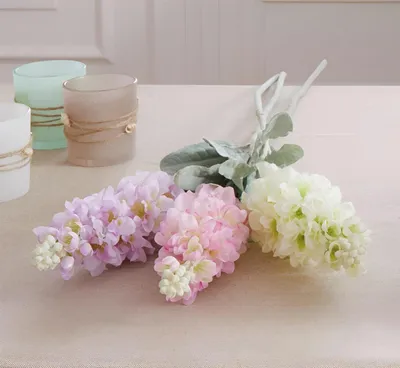 Produktbild von 3x Kunstblume "Levkoje" künstliche Blumen, wie echt, 80 cm lang, Deko Pflanzen