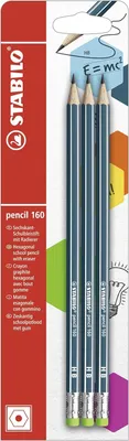 Produktbild von Bleistift mit Radierer - STABILO pencil 160 in petrol - Härtegrad HB - 3er Pack