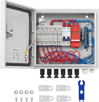 Productafbeelding van Combinatiekast voor zonnepanelen, 6 circuits, 10A, voor zonne-energiesystemen, stalen behuizing, IP65