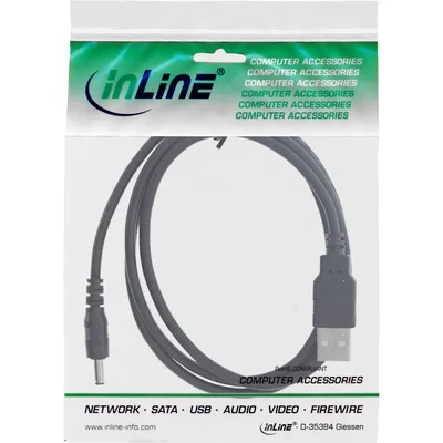 Produktbild von Inline USB zu DC Kabel 3,5 x 1,35 mm, 5V Stromkabel USB A Stecker auf Hohlstecker, 3A 15W, für Geräte Stromversorgung, 2 m, 26806B