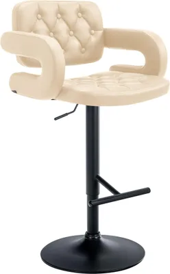 Produktbild von CLP Barhocker Dublin Kunstleder höhenverstellbar und drehbar - creme Gestell Farbe schwarz