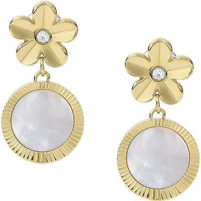 Image de Fossil JF04021710 Boucles d'oreilles Femme Val Vintage Vacation nacre blanche ton or