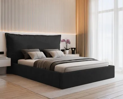 Produktbild von VALLH Polsterbett Bett 140x200 mit Matratze Beige Samt - Kissenkopfteil mit lattenrost (Sofia Piano 17 + Matratze)