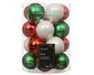Produktbild von Weihnachtskugeln Glas 6cm 20 Stück - Rot / Grün / Weiß Mix