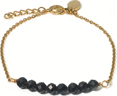 Produktbild von LAVISA 8 Perlen Edelstein Armband - 4mm Perlen - Echte Naturstein Perlen | Kristallperlen, Heilsteine | Onesize mit Verlängerung (Obsidian)