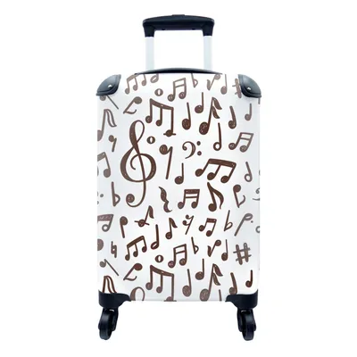Produktbild von MuchoWow® Koffer Handgepäck Trolley Rollkoffer Kleine Reisekoffer mit 4 Rollen - Musiknoten - Muster - Musik - Cabin Size < 55x40x23 cm & 55x40x20 cm - Fotokoffer - Kabinenkoffer - Boardgepäck - Reise-Box - Reisekoffer - Reisegepäck - Koffer mit Bild - Trolley für Kinder