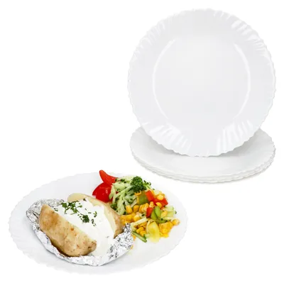 Produktbild von 6x Speiseteller Arkona Opalglas 24cm weiß Ess-Teller groß Beilagen-Platte