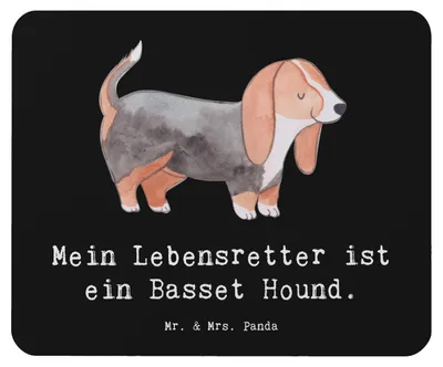 Produktbild von Mr. & Mrs. Panda Mousepad Basset Hound Lebensretter - Schwarz - Geschenk, Mauspad, Mouse Pad, pc, mausteppich, laptop