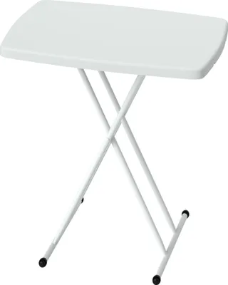 Produktbild von Gartentisch, Tragbarer Tisch für den Außenbereich aus Kunststoff und Metall, Bistrotisch, für Terrasse, Garten, Weiß