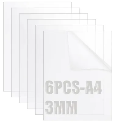 Acrylplatten A4, 6 Stück, transparent, 3 mm, 297x210 mm
