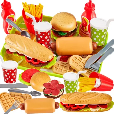 Zdjęcie produktu dla Zestaw kuchenny dla dzieci, hamburger i hotdog, 26 x 19,5 cm, tworzywo sztuczne, dla dzieci 3-5 lat