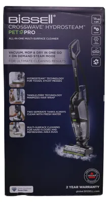 Produktbild von Bissell CrossWave Hydrosteam Pet Pro, Standstaubsauger, Beutellos, Schwarz, Silber, 0,82 l, 0,64 l, Trocken&Nass