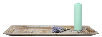 Produktbild von 2.02 Holz Tablett BLOOM natur im Shabby Chic Design - ca. 60x16,5 cm - Kerzen Deko Tablett