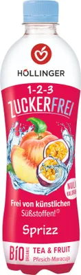 Zdjęcie produktu dla NAPÓJ O SMAKU BRZOSKWINIA - MARAKUJA BEZ CUKRU500 ml - HOLLINGER