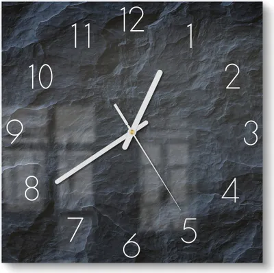 Produktbild von DEQORI Glasuhr 30x30 cm Zahlen 'Schieferfassade' Wanduhr Glas Uhr Design leise
