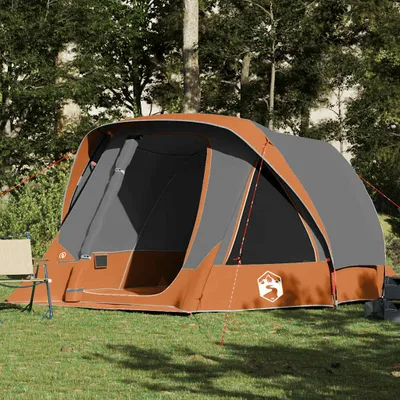 Produktbild von Familienzelt für 6 Personen Grau und Orange Wasserdicht, Campingzelte DesignMöbel