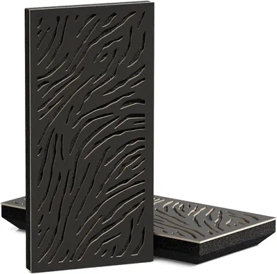 Zdjęcie produktu dla Zestaw 4 sztuk – Wąski, dźwiękochłonny panel akustyczny K4 | 50x25 cm | Redukcja odbić | Grubość: 33 mm | Kolor: czarny