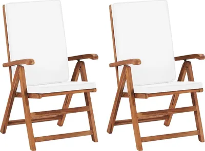 Obrázek produktu pro Polohovací zahradní židle s poduškami 2 ks masivní teak krémové