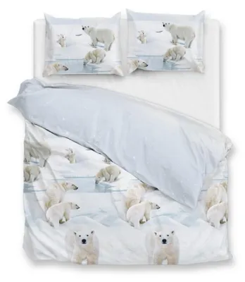 Image de Housse de couette en flanelle - 100% coton - Bleue - 240x220 cm