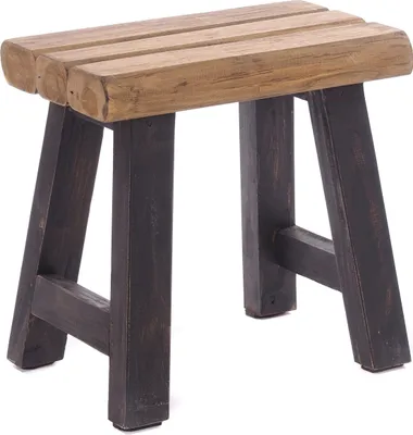 Obrázok produktu pre SITZHOCKER "RUSTIC" | 41x42x24cm (VxŠxH), teakové drevo | drevená stolička | farba: 04 čierno-prírodná