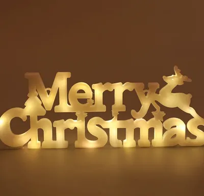 Produktbild von Xmas Schriftzug, Merry Christmas Schriftzug, Merry Christmas LED, Merry Christmas Schild Türschild Buchstaben LED Schriftzug Weihnachtsbaumschmuck, weiss