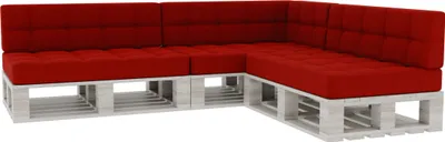 Produktbild von Palettenkissen, Palettenauflagen Sitzkissen Rückenlehne Gesteppt PFG 3xSet (Sitzkissen 120x80 +Rückenlehne 120x40), Rot)