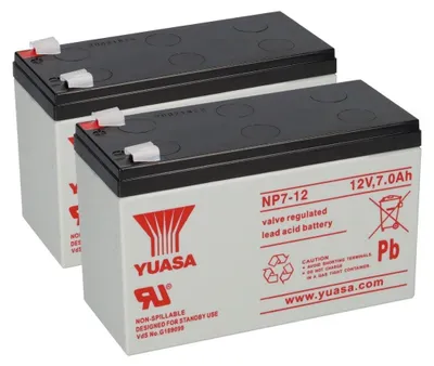 Zdjęcie produktu dla 2x Akumulator kwasowo-ołowiowy Yuasa NP7-12 Pb 12V 7Ah VdS, faston 4,8mm