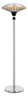 Image de Radiateur de terrasse d'extérieur, sur pied - 2100 watts - aluminium - argenté - infrarouge - pour intérieur et extérieur