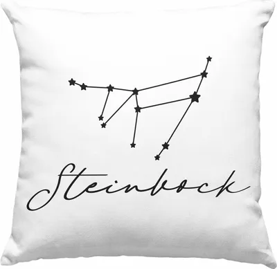 Produktbild von Trendation - Steinbock Sternzeichen Deko-Kissen mit Füllung 40x40 Geschenk Horoskop Tierkreiszeichen (Grau)