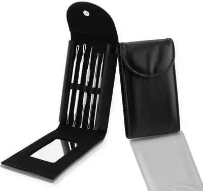 Produktbild von CHPN – Komedonenlöffel-Set – Mitesser-Set – 5-teilig – Etui mit Spiegel – Mitesser entfernen – Klare Haut – Hautpflege – CHPN